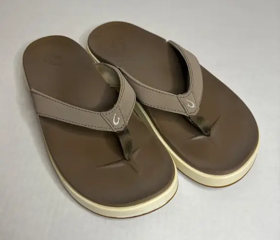 OluKai Women's Nu'a Pi'o Low W Sandal Flip Flops Size US 6 / EUR 36 Taupe Brown
