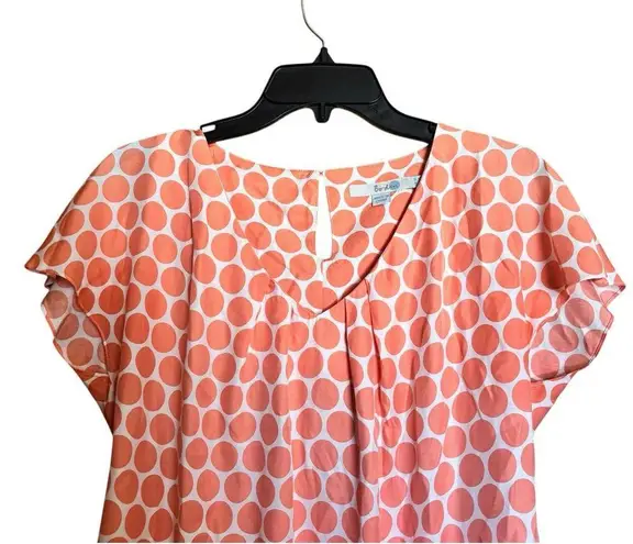 Boden Top Womens 8 Multicolor Polka Dot Silk Blend V Neck Short Sleeve Blouse