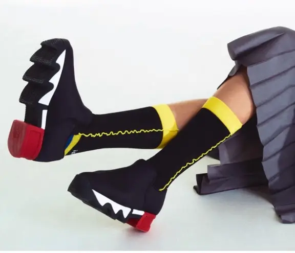 iRi WES I Neoprene Low Top Platform Sneaker Size EU 36 US 6 Black Red White