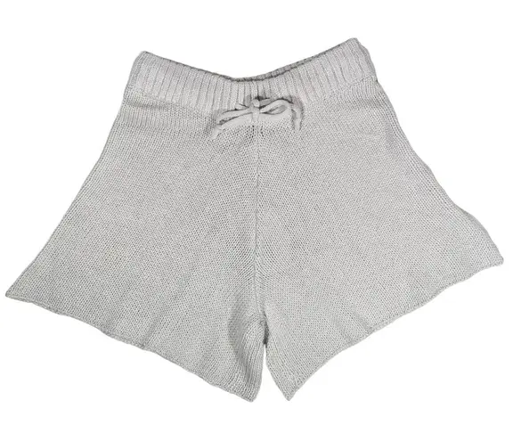 We Wore What XS Light Grey Pull On Sweater Shorts Crochet Stitch