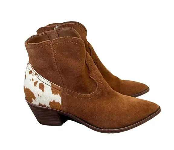 Dolce Vita Senica Suede Western Ankle Boot Bootie Cow Hair Women's Size 9 Brown