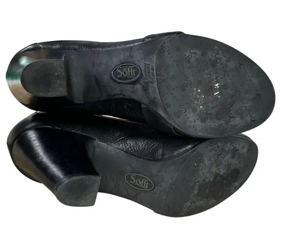 Sofft Misty Black Leather Horse Hair Stacked Chunky Heel Women’s Size 10