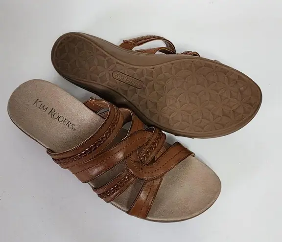 kim rogers Kim Roger Domina Chestnut Faux Leather Braided Slide Sandals Size 8