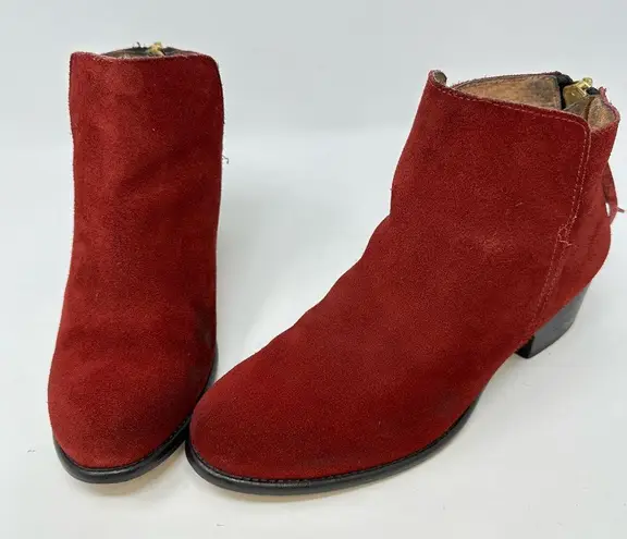 Revolve CHIO Suede Leather Zip Booties Red Size 39