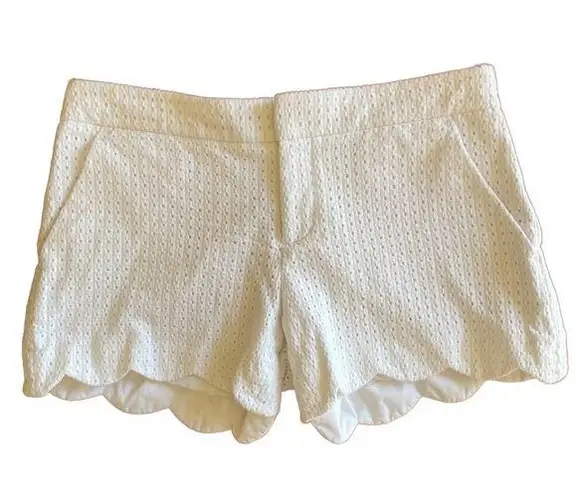 Club Monaco White Eyelet Scalloped Edge Low Rise Summer Shorts 2