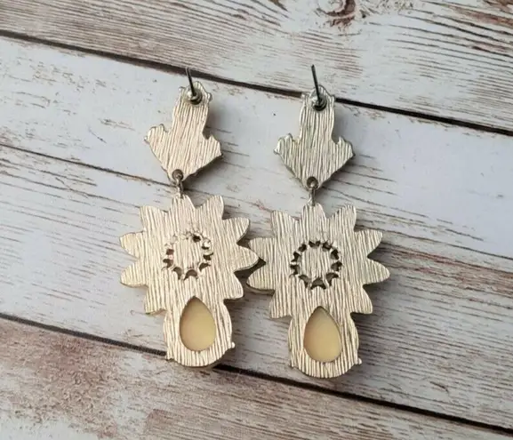 Vintage Earrings for Pierced Ears Large Statement Yellow