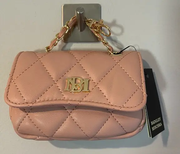 Badgley Mischka Mini Vegan Leather Crossbody Bag Charm in Blush Pink - NWT