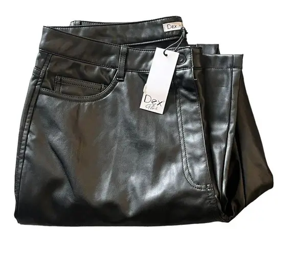 NEW Dex Plus Black Faux LEATHER 5 Pocket PANTS Size 1X Womens 35W x 29.75L NWT