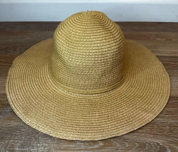 NWOT Time and Tru Wide Brim Straw Floppy Packable Summer Beach Hat, OS Tan