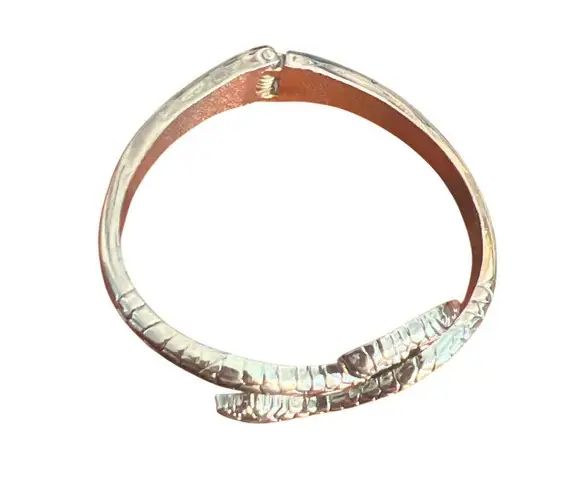 Silver Tone Snake Serpent Cuff Bracelet Bypass Hinged Serpentine Adj 6.25"