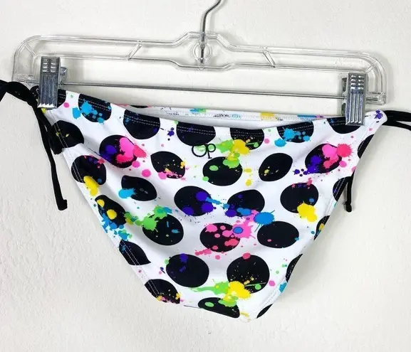 OP NWT  White & Black Polka Dot Neon Splattered Bikini Bottoms Size S