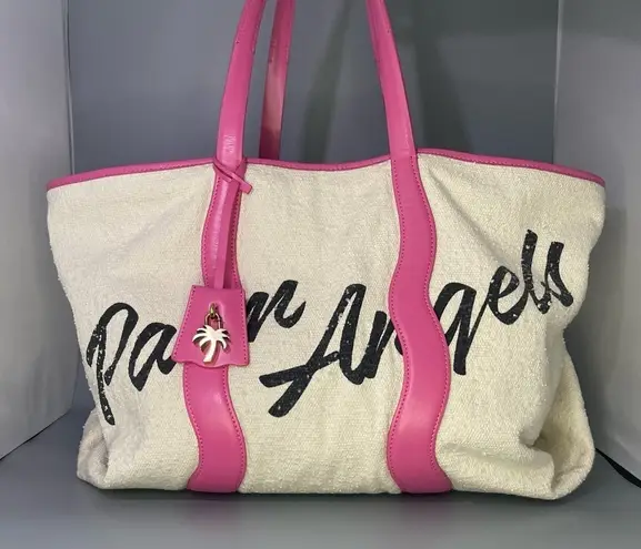 Palm Angels Pink Leather Logo Tote Bag Shoulder Carryall Large Display Model