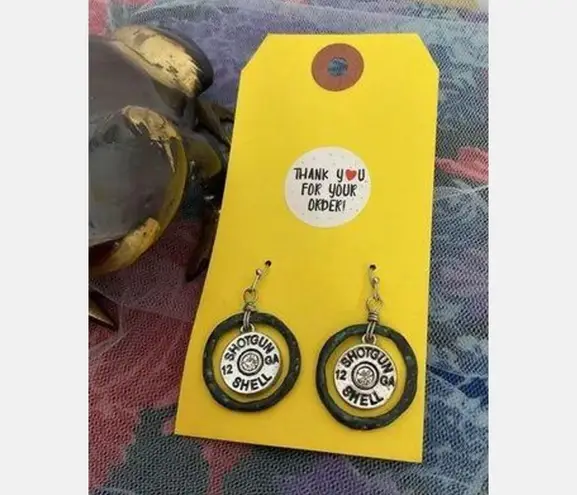 Handmade NWT Artisan Shot Gun Shells Wire Pierced Earrings