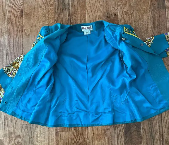 Vtg Maggy London Woman’s 100% Silk Blue Blouse & Skirt Set, Sz 8