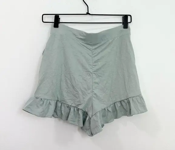 Halara  High Waisted Lace Up Ruffle Hem Flowy Casual Shorts 3.5" Green Lily