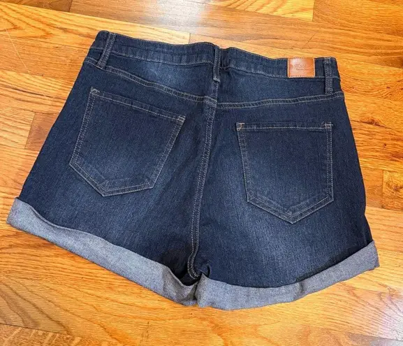 Dollhouse Junior 11 12 Dark Blue Jean Shorts Denim Button Fly Rolled Hem Country