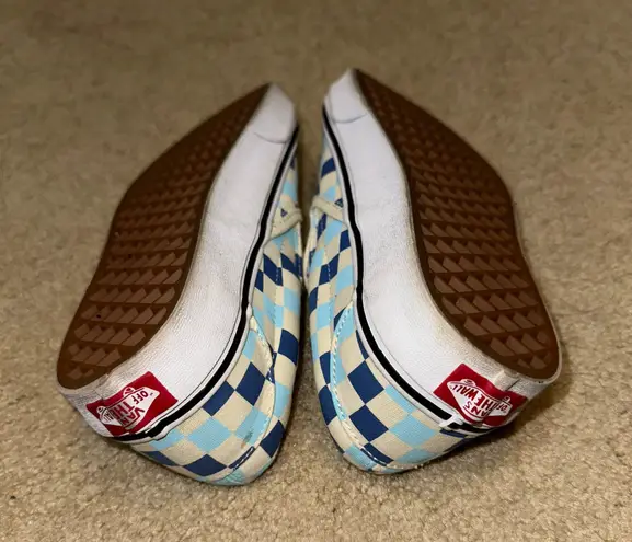 Vans Blue/Off White Checkered Slip-Ons