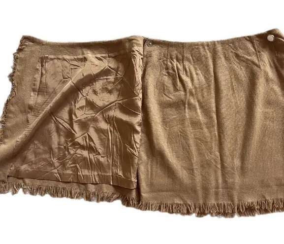 Vintage KGR Wool Blend Wrap Mini Skirt Tan Size 14