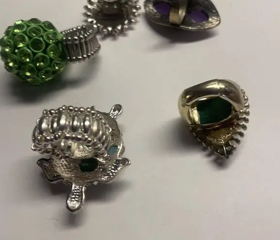 Adjustable Or Stretchy Statement Rings Lot Of 5