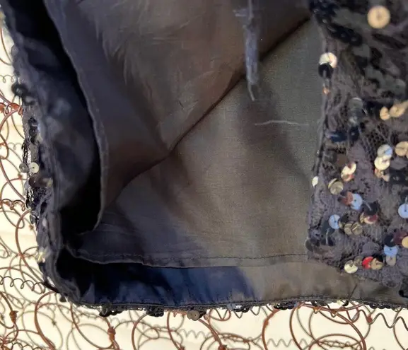 Gunne Sax Vintage 80s black satin ruffle sequin cocktail prom dress