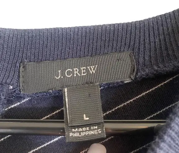 J.Crew  Navy Blue Striped Cozy Cotton Blend Sweatshirt Women Sz L