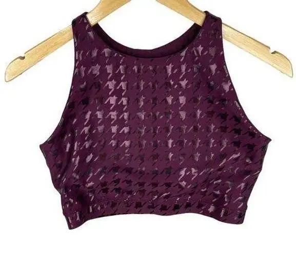 Peloton  Dark Red Burgandy Houndstooth High Neck Light Support Sports Bra Large