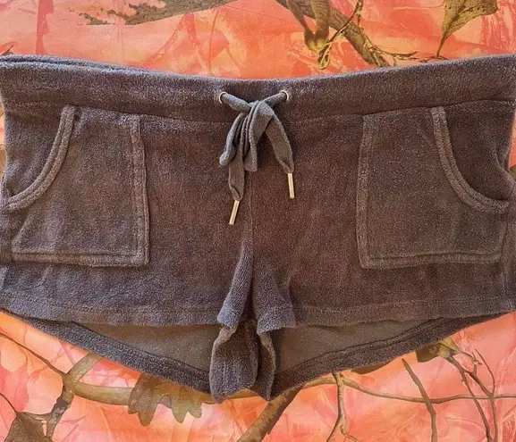 Zenana Outfitters y2k terry cloth velour grey cargo pocket mini lounge shorts