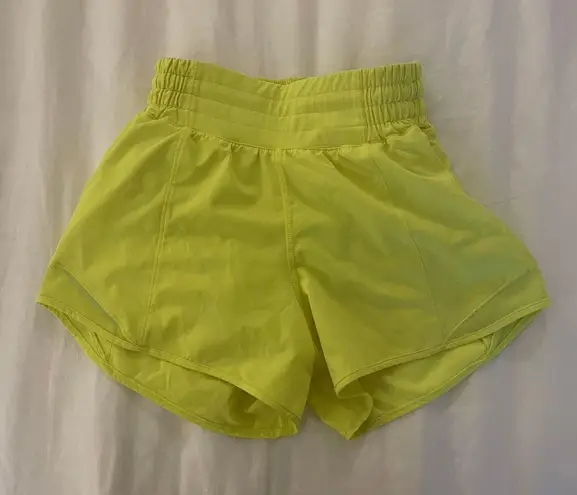 Lululemon Hotty Hot Shorts 4” Lined Neon Yellow