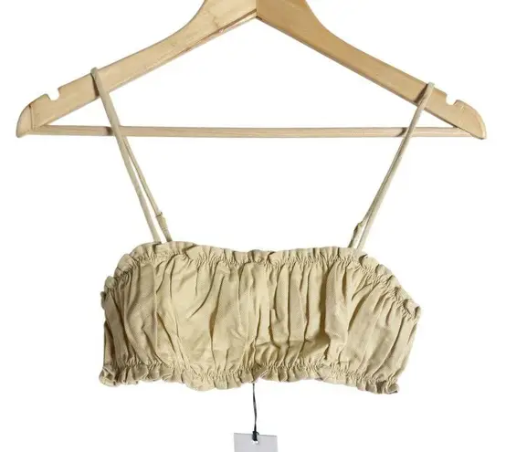 We Wore What Scrunchie Cropped Bra Top
Viscose Linen Wheat Tan Size Medium