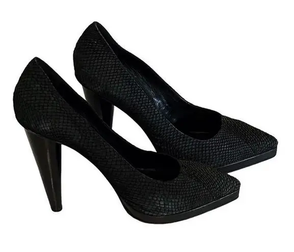 Jenni Kayne Black Suede Snakeskin Pump Heels
