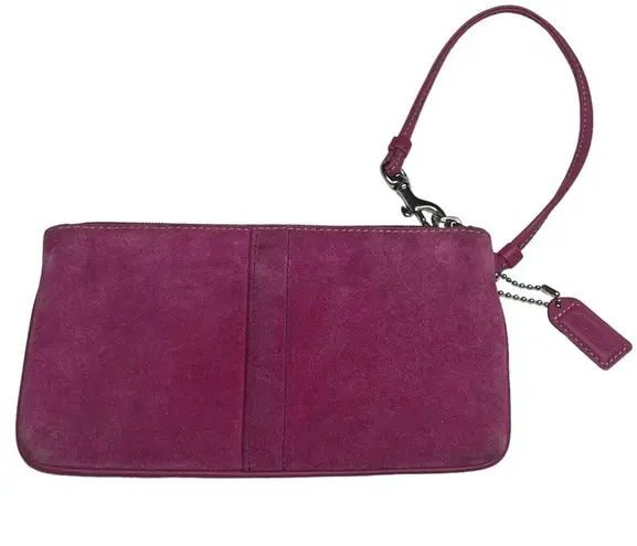 Coach Vintage 90’s: ❃ Suede Turnlock Wristlet Bag ❃ Magenta + Silver Hardware ❃