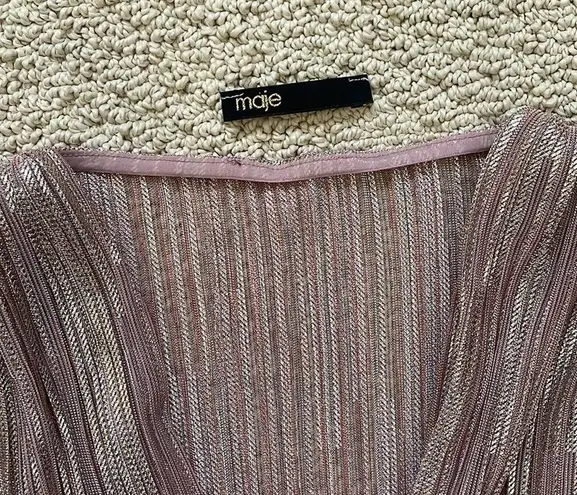 Maje Pleated Metallic Pink Dress