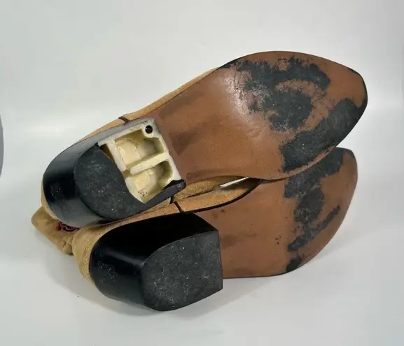 Vintage American West Trading Co. Brown Suede Rose Embroidered Cowgirl Boots 8