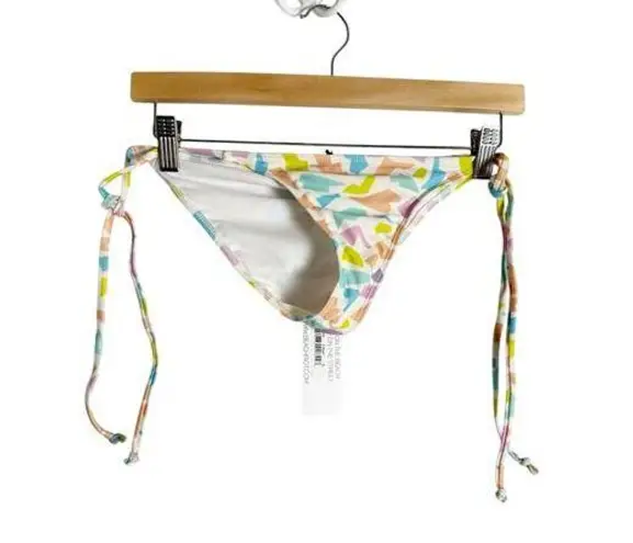 Beach Riot White Multicolor Basel Abstract Print String Tie Bikini Bottoms L