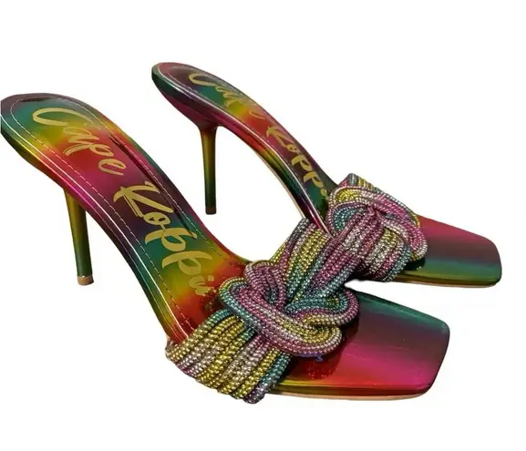 Cape Robbin NWT Rainbow Metallic Open Toe Sandal Brightly Colored Heels Summer Rainbow - Image 2