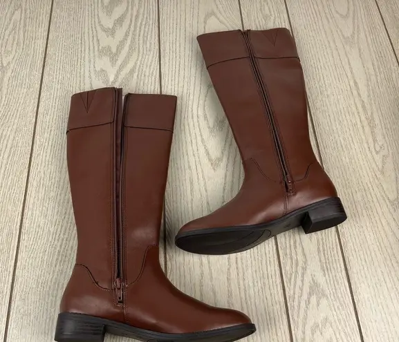 Karen Scott Deliee2 Tall Riding Boots 8M Cognac Brown Faux Leather $80