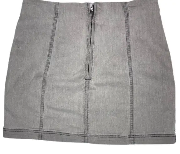 Free People  MODERN FEMME GRAY DENIM MINI SKIRT Size 10