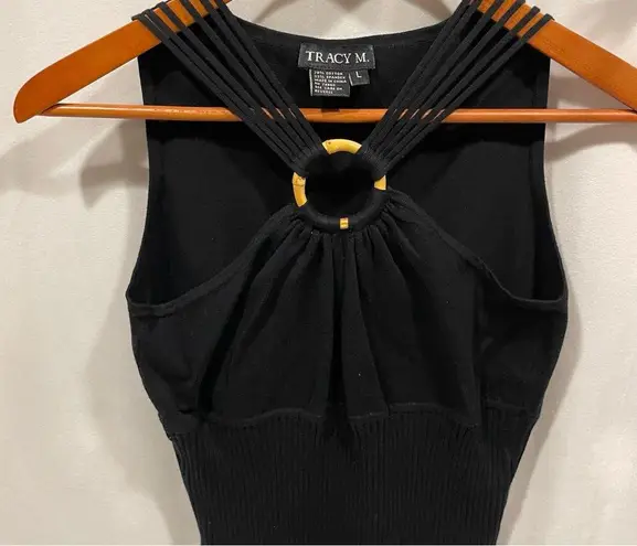 Y2K black ribbed sexy strappy o ring color sleeveless sweater Tracy M Brown Size L