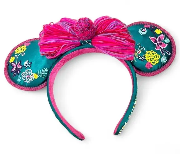 Disney Parks Encanto Minnie Mouse Ear Headband Satin Embroidered Bow Adults Blue