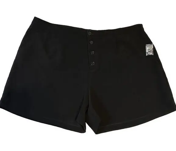 Eloquii Black Dress Shorts Four Button Closure Pockets Polyester Spandex Size 28