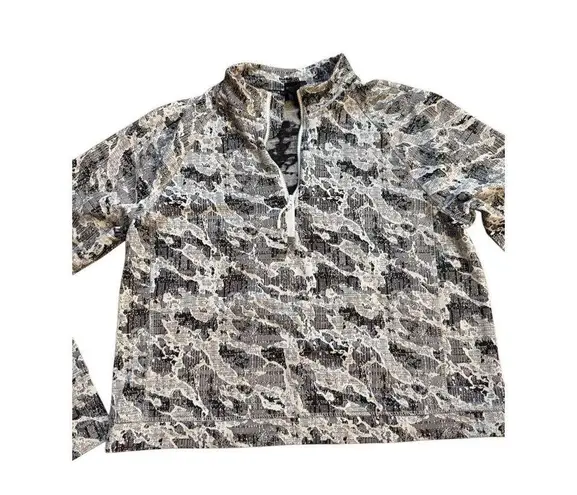 Spyder Active Woman's Half Zip Long Sleeve Knit Top Sz L Black White Gray