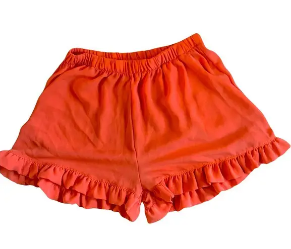 Tyche Shorts Bloomer Elastic Waist Ruffle Womens Small Flirty Pumpkin Orange