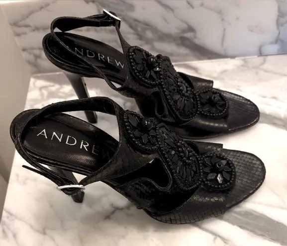 Andrew Gn Shoes Womens Size 39, 8.5 US Black Snakeskin Leather Heels Italy