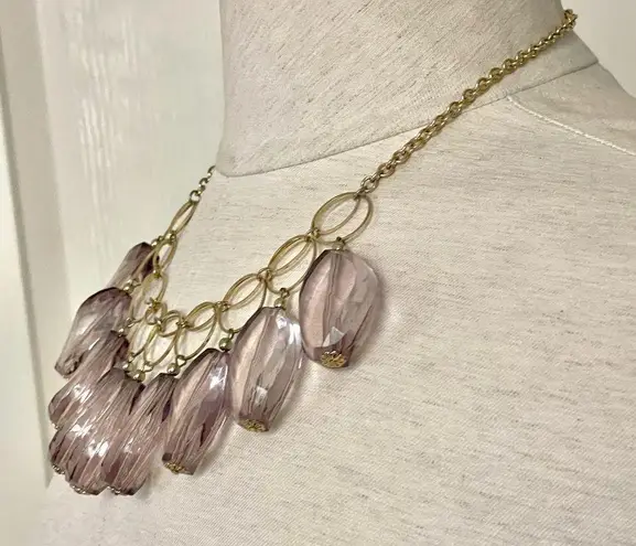 Gold tone large bead statement necklace