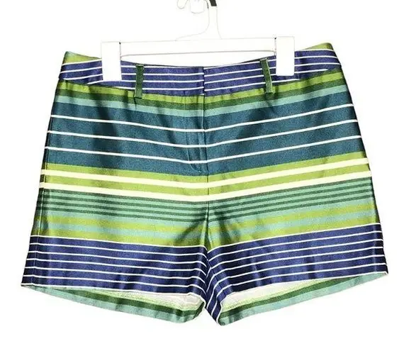 J. McLaughlin  Striped Rayon Blend Shorts Size 10 Green Blue