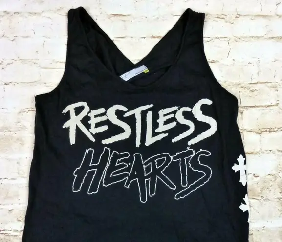 291 Venice Womens Black Restless Hearts Cross back Tank Crosses Size 2 Goth Rock