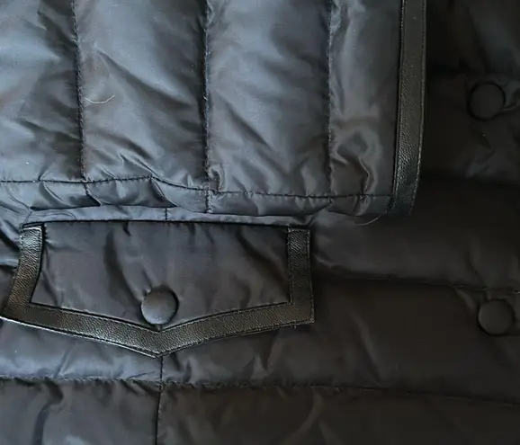 Italian Designer Marido Firenze Goose Puffer Coat Leather Trim Size 0