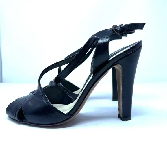 Moschino black leather peep toe heels, made in Italy, size 40