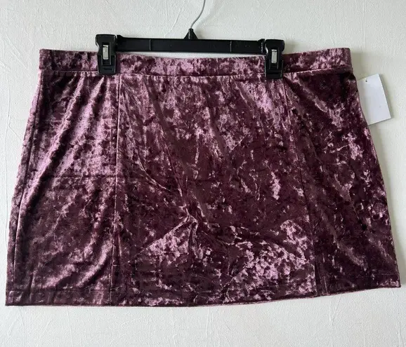 Abound Nordstrom Velvet Mini Skirt Plus Size 2X Plum Purple Crushed split side