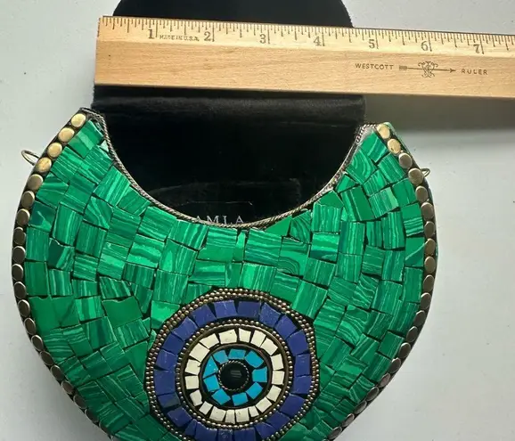 Ramla Evil Eye Green Handmade Tiled Clutch Shoulder Crossbody Bag NWOT